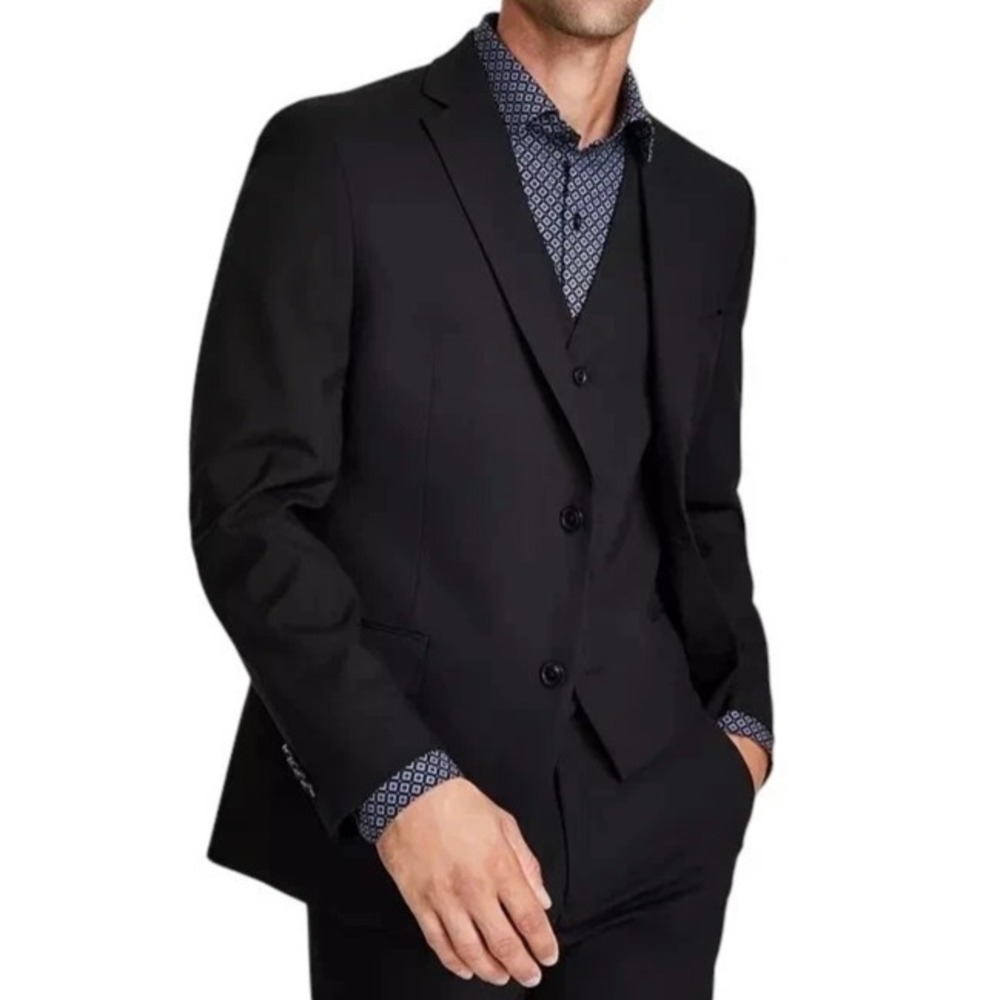 Alfani Mens Slim fit Suit Jacket Blazer‎ 42R Black Solid